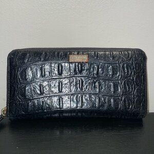 Kate Spade Black Embossed Croc Leather Wallet.